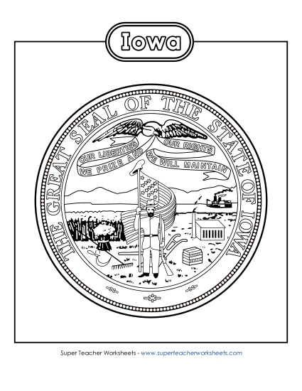 Flags & Seals - Iowa State Seal (Black & White)