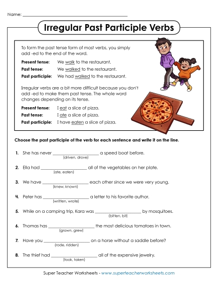 Verb Tenses - Irregular Past Participle Verbs Verb Tenses - Irregular Past Participle Verbs
