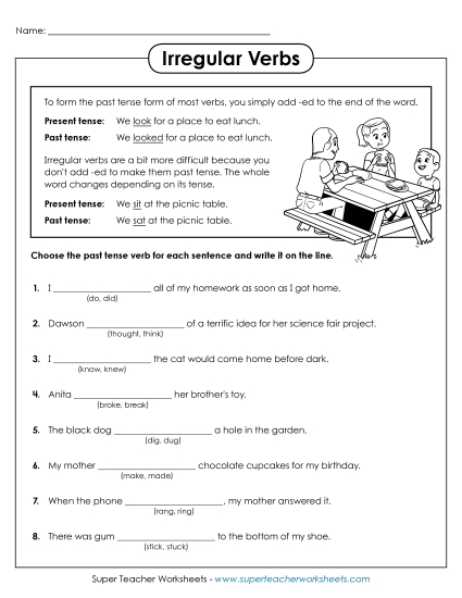 Verb Tenses - Irregular Past Tense Verbs
