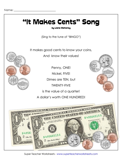 Word Wall Pocket Chart - 'It All Makes Cents' Song