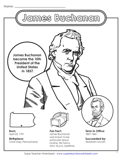President Fact Sheets - James Buchanan Fact Sheet (Printable PDF Worksheet)