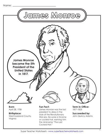 President Fact Sheets - James Monroe Fact Sheet (Printable PDF Worksheet)