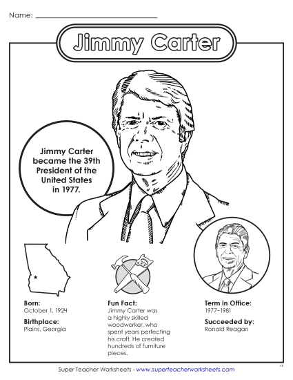 President Fact Sheets - Jimmy Carter Fact Sheet (Printable PDF Worksheet)