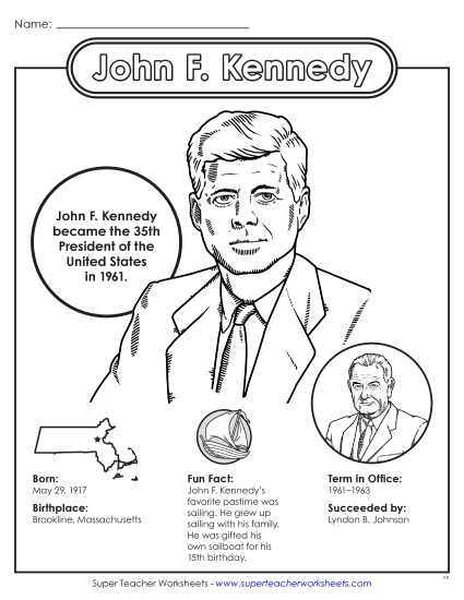 President Fact Sheets - John F. Kennedy Fact Sheet (Printable PDF Worksheet)