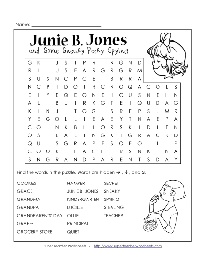 Whole Book - Junie B. Word Search Whole Book - Junie B. Word Search