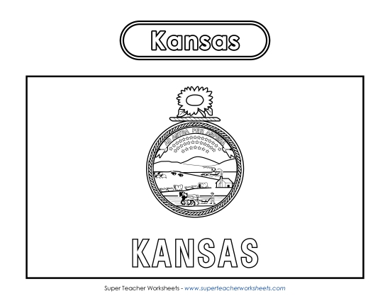 Flags & Seals - Kansas Flag Coloring Page