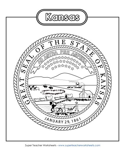 Flags & Seals - Kansas State Seal (Black & White)