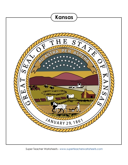 Flags & Seals - Kansas State Seal (Full-Color Version)