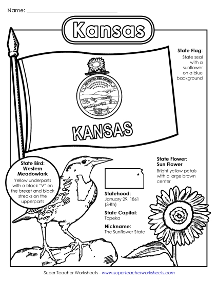 Symbols - Kansas State Symbols Coloring Page Symbols - Kansas State Symbols Coloring Page