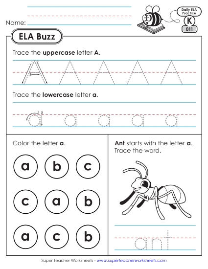 Kindergarten ELA Buzz: Week 3 Worksheets 11 through 15 (Printable PDF Worksheet)
