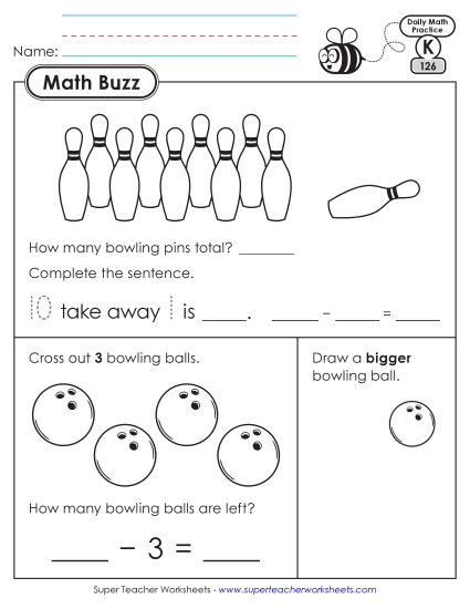 Kindergarten Math Buzz: Week 26 Worksheets 126 through 130 (Printable PDF Worksheet)