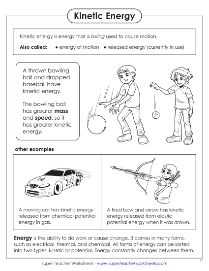 Potential & Kinetic Energy - Kinetic Energy Anchor Chart  (Printable PDF Worksheet)