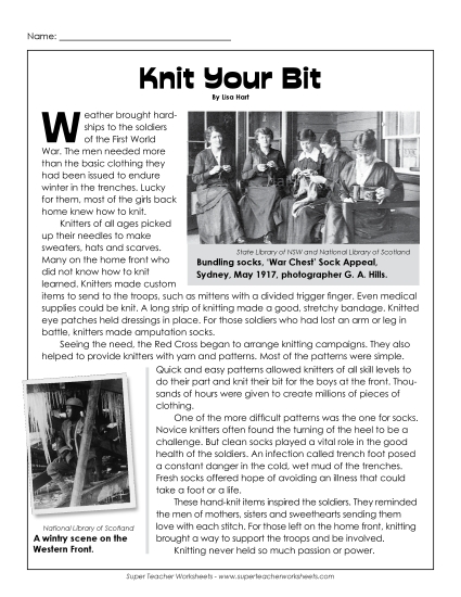 Reading Comprehension Articles - Knit Your Bit