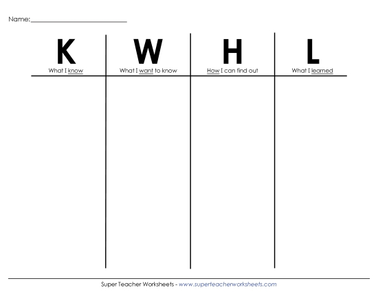 KWL - KWHL (blank - without writing lines) KWL - KWHL (blank - without writing lines)