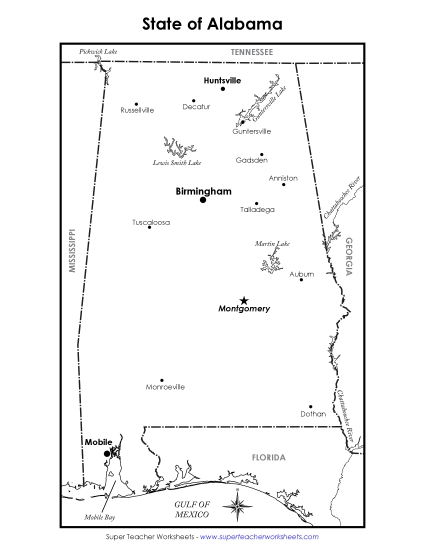 Maps - Labeled Alabama Map Maps - Labeled Alabama Map