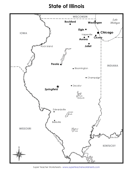 Maps - Labeled Illinois Map Maps - Labeled Illinois Map