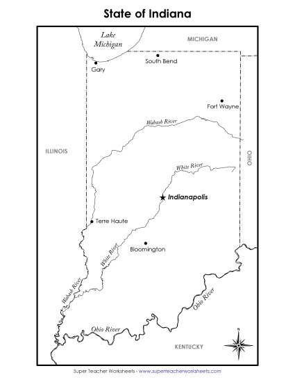Maps - Labeled Indiana Map