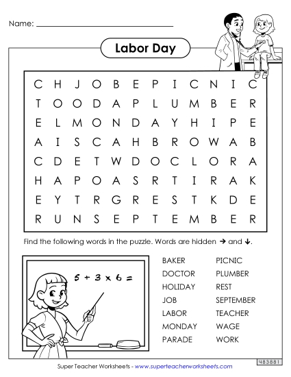 Labor Day Puzzles - Labor Day Word Search