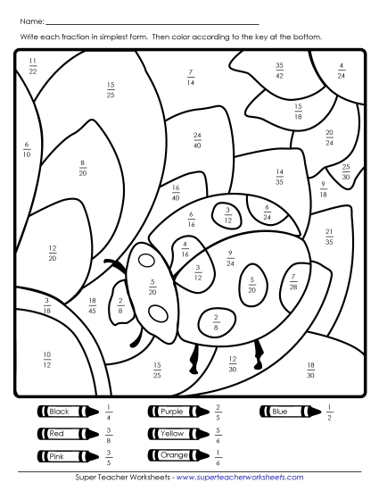 Simplifying Fractions - Ladybug Mystery Picture: Simplifying Fractions Simplifying Fractions - Ladybug Mystery Picture: Simplifying Fractions