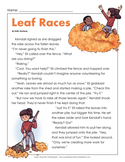 Reading Comprehension - Leaf Races (Fiction) Reading Comprehension - Leaf Races (Fiction)