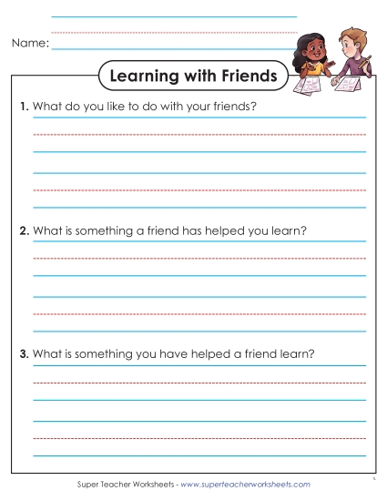 Reflecting on Learning - Learning with Friends (Printable PDF Worksheet)