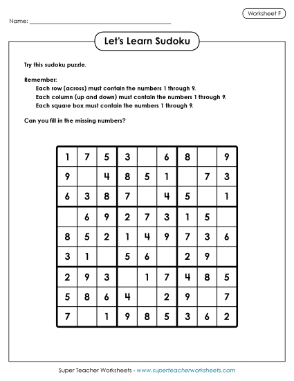 Let's Learn Sudoku F