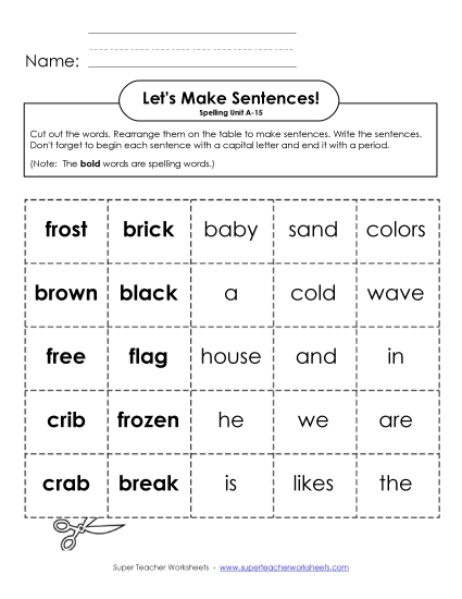 Worksheets - Let's Build Sentences (A-15)