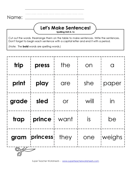 Worksheets - Let's Build Sentences (A-16) Worksheets - Let's Build Sentences (A-16)