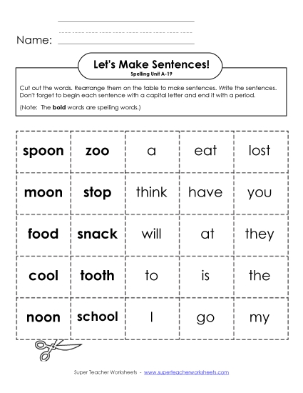 Worksheets - Let's Build Sentences (A-19) Worksheets - Let's Build Sentences (A-19)