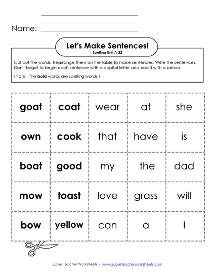 Worksheets - Let's Build Sentences (A-22) Worksheets - Let's Build Sentences (A-22)