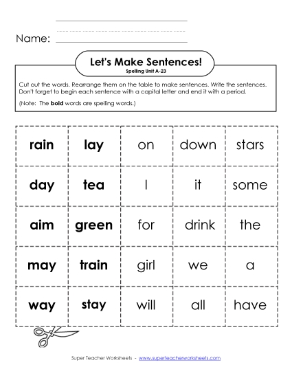 Worksheets - Let's Build Sentences (A-23)