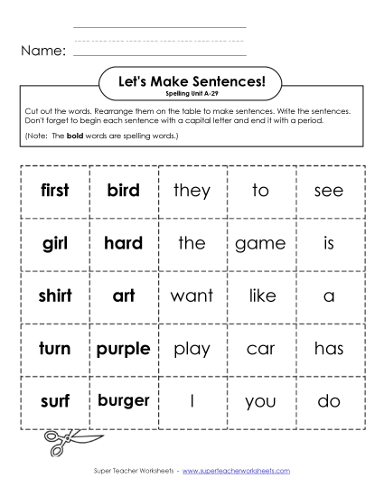 Worksheets - Let's Build Sentences (A-29)
