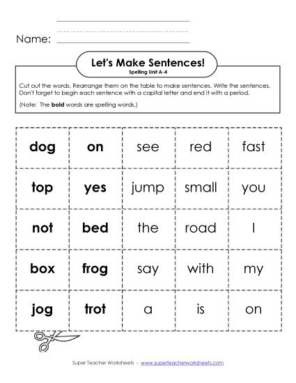 Worksheets - Let's Build Sentences (A-4)