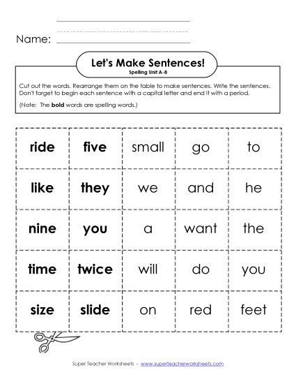 Worksheets - Let's Build Sentences (A-8) Worksheets - Let's Build Sentences (A-8)
