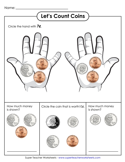 Worksheets - Let's Count Coins (Basic)