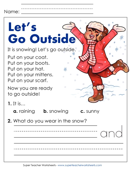 Reading Comprehension and Additional ELA Skills - Let's Go Outside (Winter) Reading Comprehension and Additional ELA Skills - Let's Go Outside (Winter)