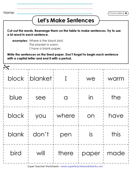 Games & Learning Centers - Let's Make Sentences (Bl-) 