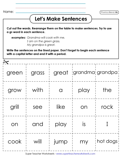 Games & Learning Centers - Let's Make Sentences (Gr-)