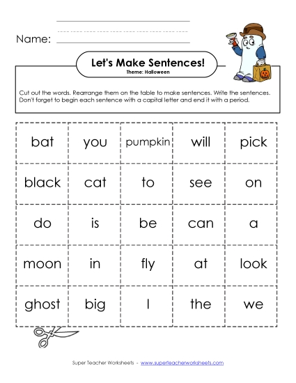 Build Sentences - Let's Make Sentences: Halloween