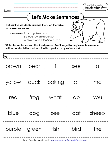 Cut-and-Glue Activities - Let's Make Sentences!