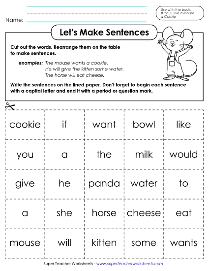 Cut and Glue Activities - Let's Make Sentences