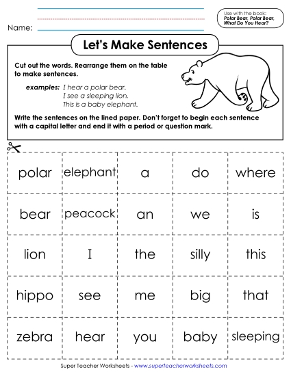 Cut-and-Paste Activities - Let's Make Sentences