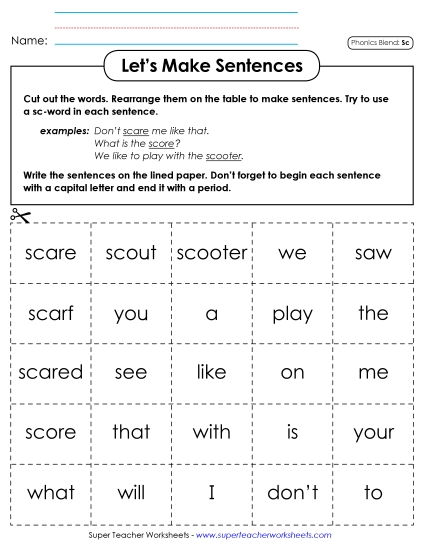 Games & Learning Centers - Let's Make Sentences (Sc-)
