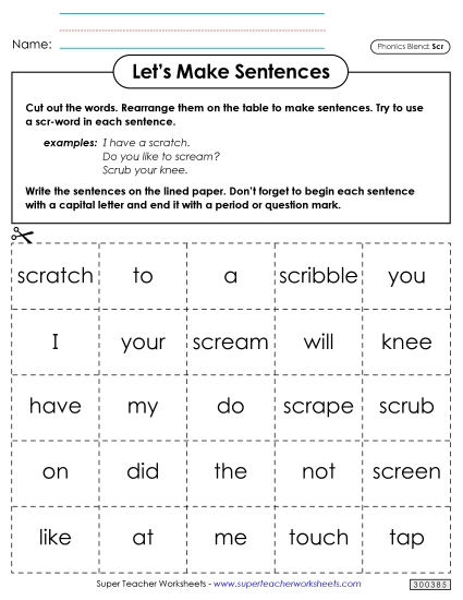 Games and Learning Centers - Let's Make Sentences (Scr-)