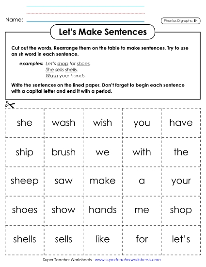 Games & Learning Centers - Let's Make Sentences (SH)