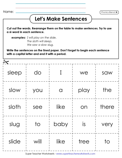 Games & Learning Centers - Let's Make Sentences (Sl-) Games & Learning Centers - Let's Make Sentences (Sl-)
