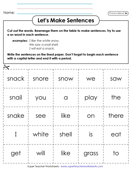 Games & Learning Centers - Let's Make Sentences (Sn-) 