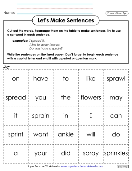 Games and Learning Centers - Let's Make Sentences (Spr-)