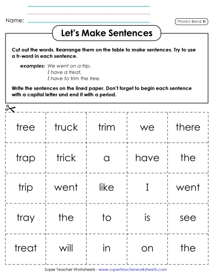 Games & Learning Centers - Let's Make Sentences (Tr-)