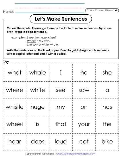 Games and Learning Centers - Let's Make Sentences (WH Words) Games and Learning Centers - Let's Make Sentences (WH Words)